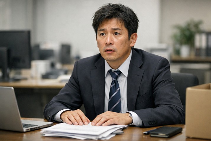 突然のリストラを告げられた男性