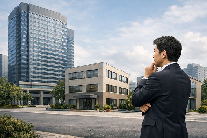 大企業・中小企業・ベンチャーの違いを考える日本人ビジネスパーソンのイメージ