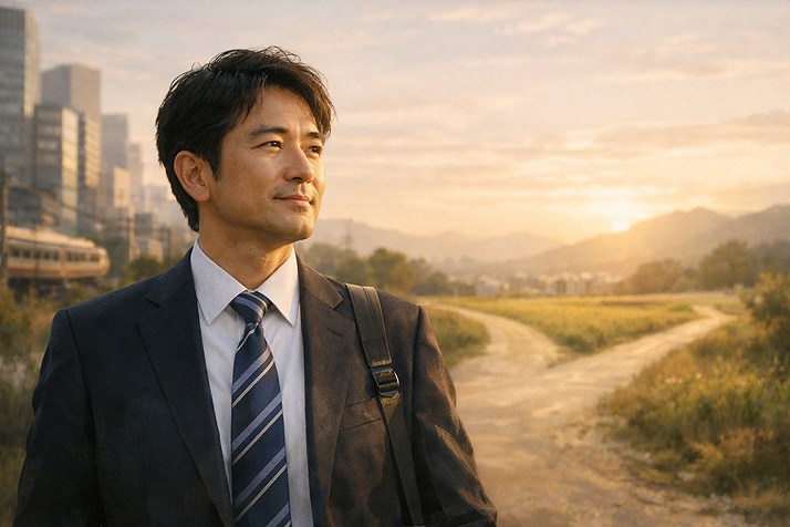 自分に合った働き方を見つけて前向きに歩く日本人のイメージ