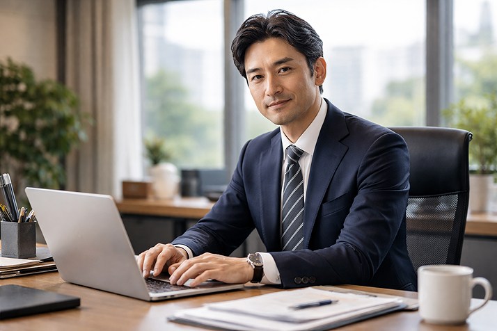 派遣期間を経て現在は落ち着いて仕事に向き合う40代の日本人男性