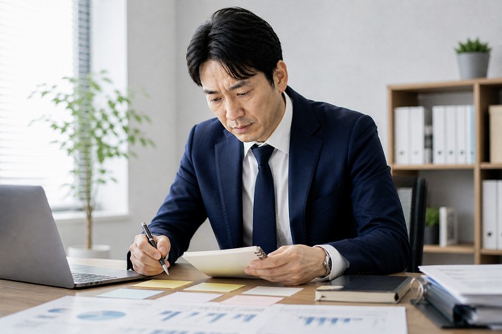 リストラ後にやることを整理する40代男性のイメージ