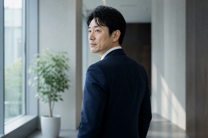 転職活動を振り返り学びを得る40代男性のイメージ