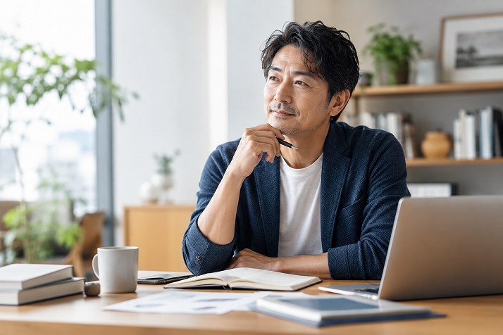 40代の転職や今後のキャリアについて考える45歳前後の男性