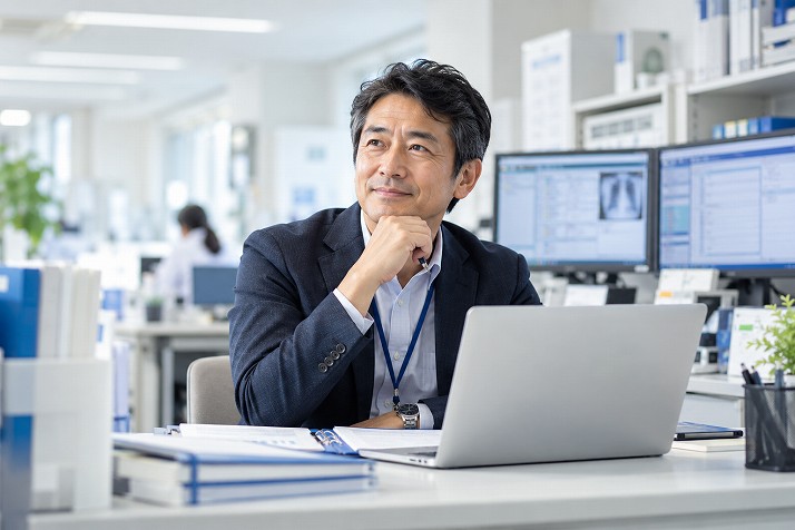 病院の情報システム部門で働く40代の社内SE